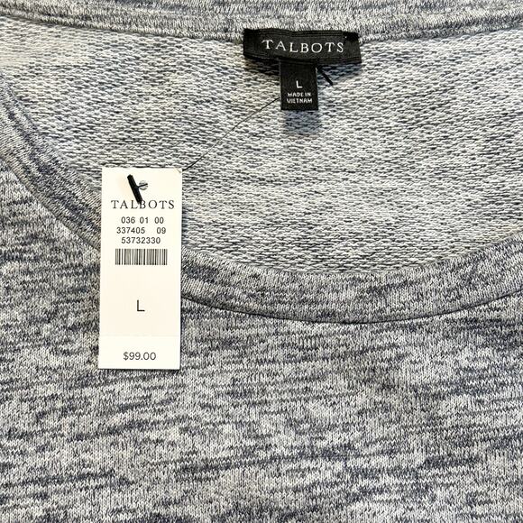 Talbots Terry Flounce Hem Shift Dress Sz Large Gray Cotton Blend NWT Casual Chic - Picture 3 of 9